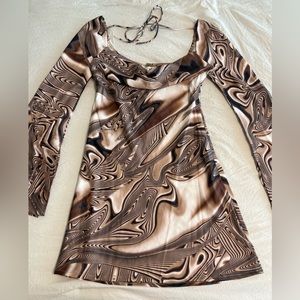 Princess Polly Abstract Long Sleeve Mini Dress